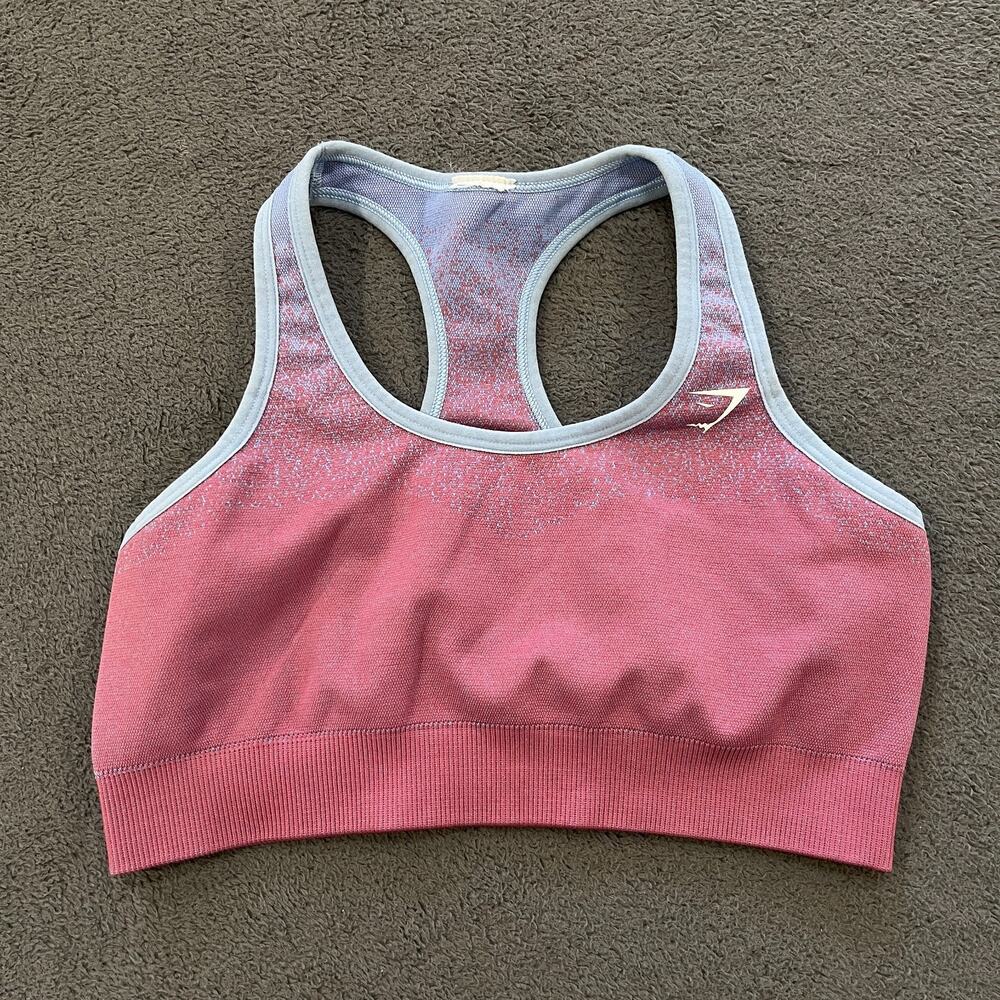 Gymshark Adapt Ombre Pink Purple Seamless Racerback Sports Bra Women's Size S